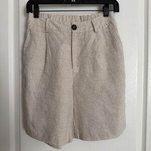 Saks Fifth Avenue High Waisted Linen Bermuda Shorts XS